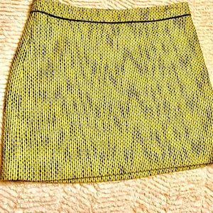 Banana Republic Neon Yellow Tweed Mini Skirt
